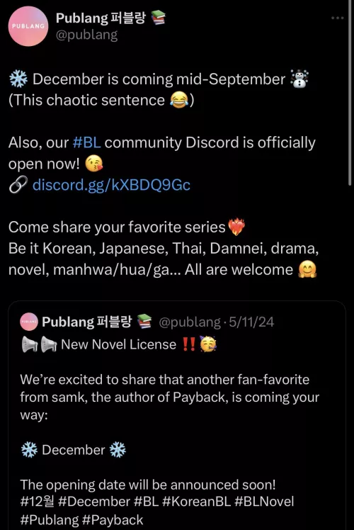 I’ve been trying to track any update down for this story and FINALLY found something😭😭 [December]