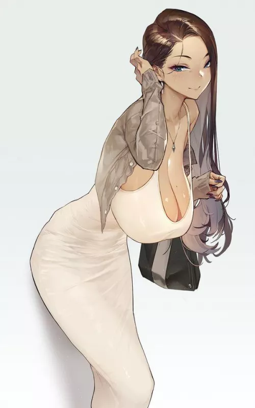 Mommy doesn’t need a bra for her sexy night out.