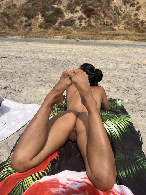 spreading my legs to give her some sunshine 