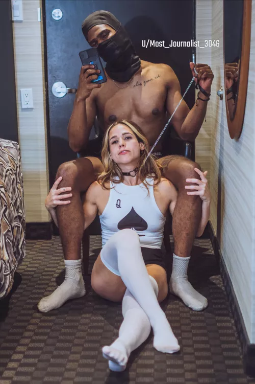You coming out of the hotel bathroom to see your lovely white wife collared and leashed, ready to worship a black man. Then again, you did always want this to happen, so here we are making the most of it ♠️
