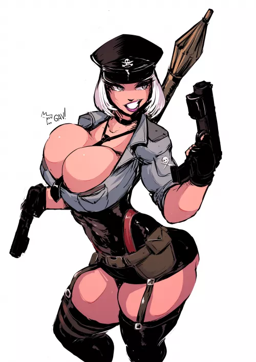 Cop milf with heavy equipment (art by AleksandrGAV)
