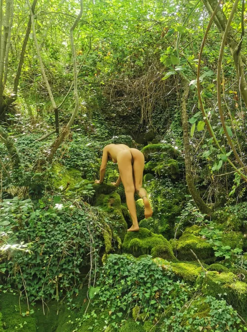 Just climbing some mossy rocks and the feeling was so grounding