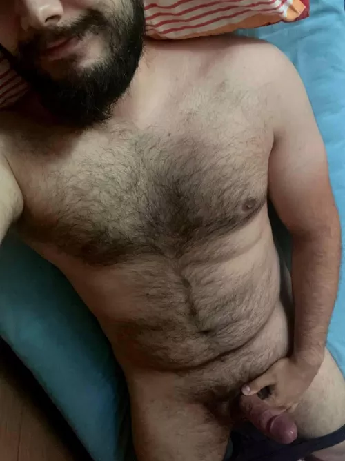 Just woke up, excuse the scruffy bearded look. I’d be in need of some help with this big hard cock…