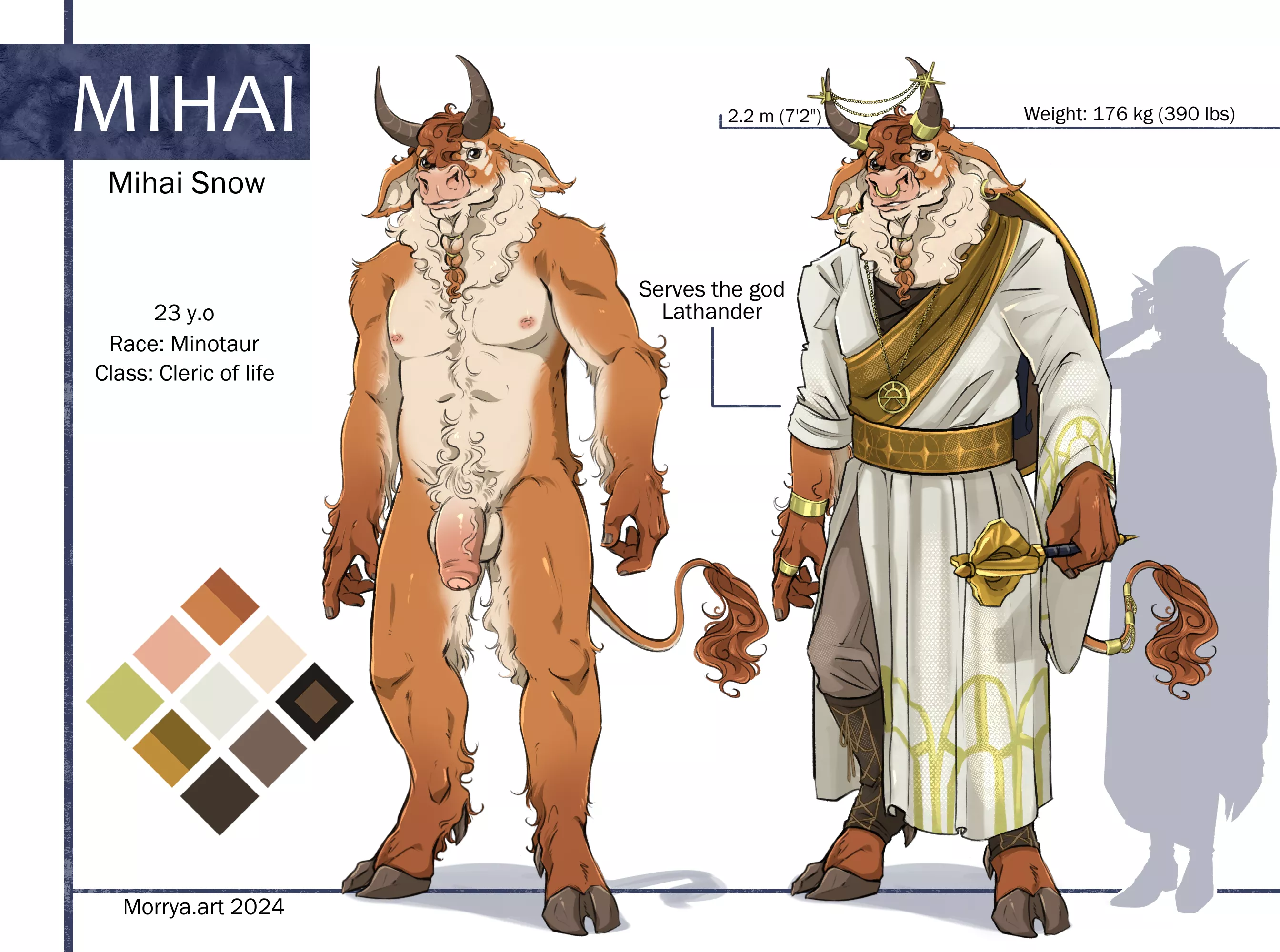 Mihai-the Lathander priest minotaur