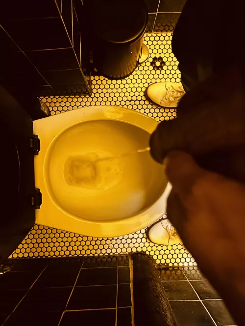 Artsy piss after a handjob.