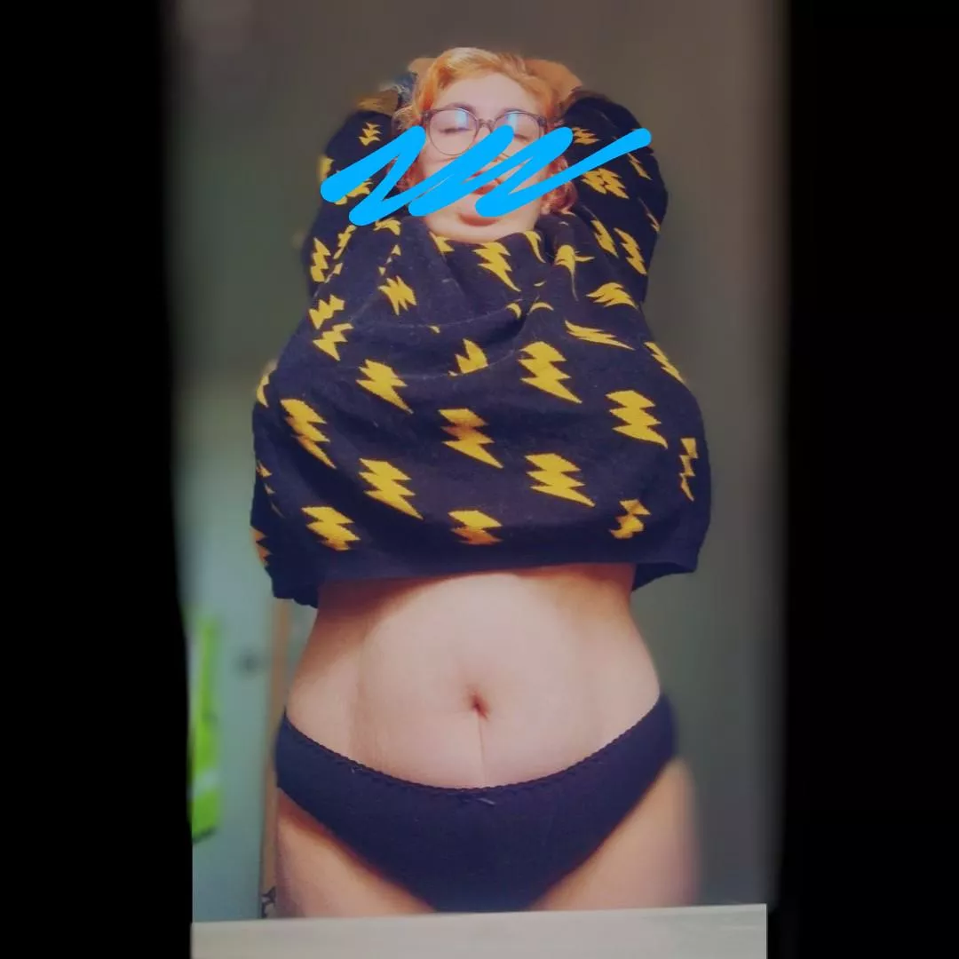 Biiig stretch showing off my soft tummy