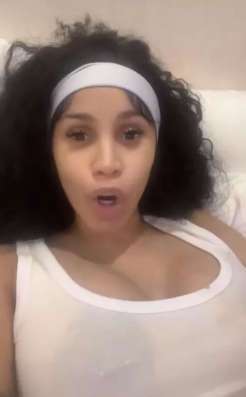 Cardi B Areola See Through Shirt 
