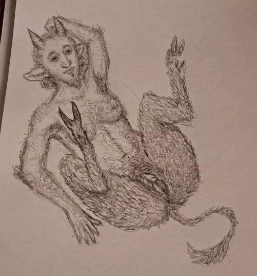 Trans faun boy with lovely fur all over (art by me)