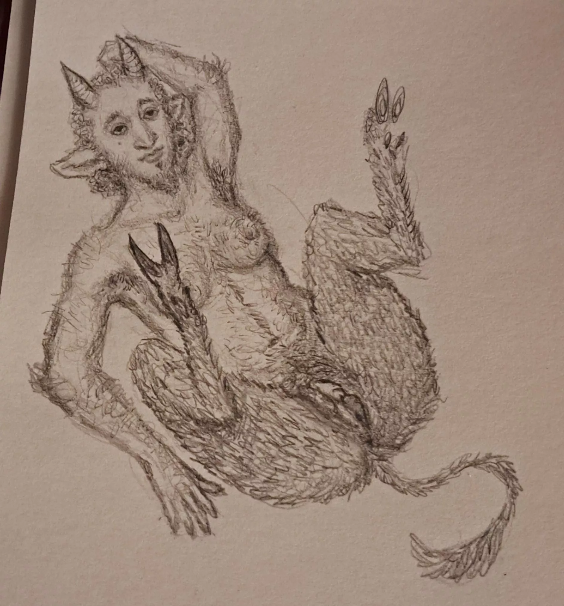 Trans faun boy with lovely fur all over (art by me)