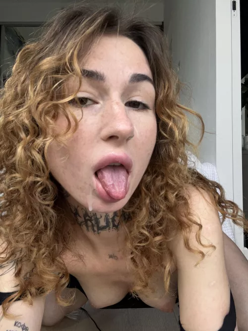 Young slut covered in sperm