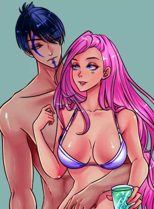 Aphelios and Seraphine on Date on Beach (Cuartel JLR)