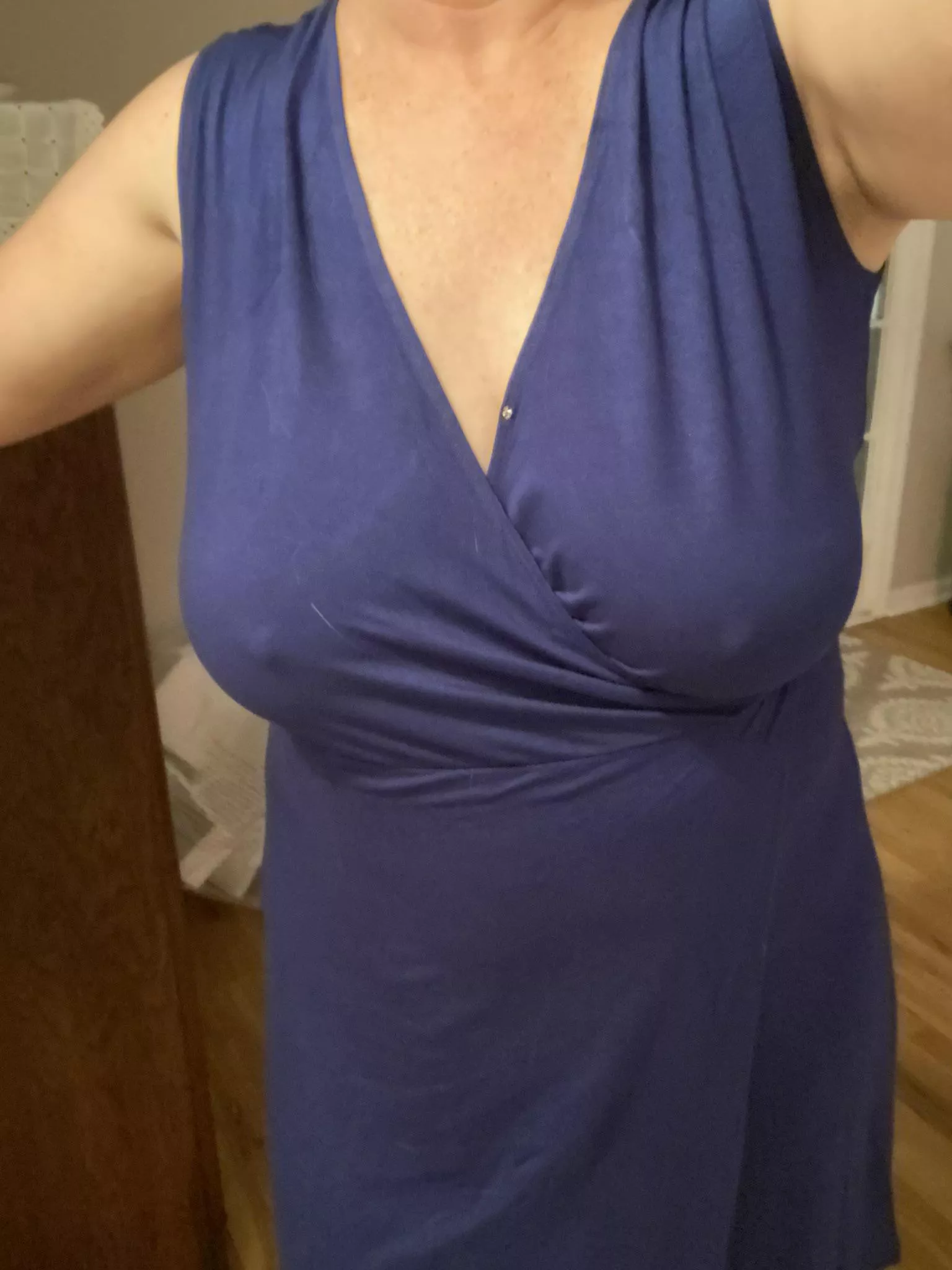 Blue dress is easy access