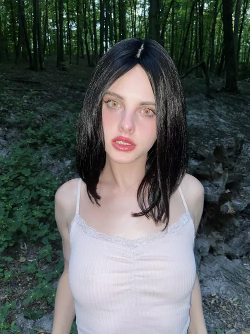 Without a bra while walking