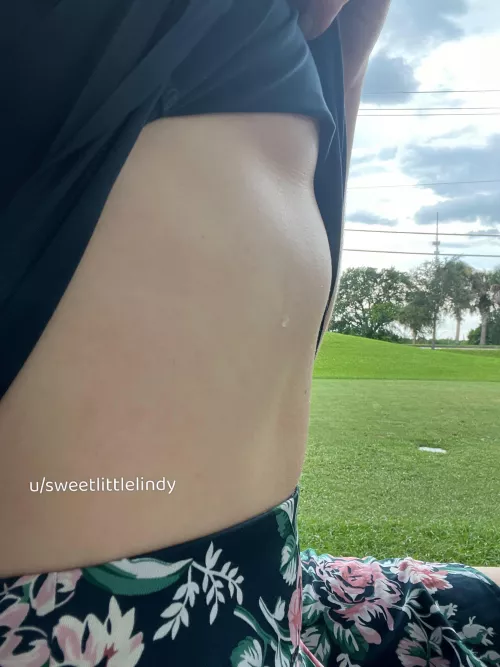 Bead of sweat from my lil boob on the golf course 