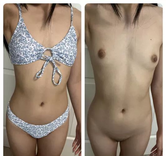 do you prefer me with or without the swimsuit 😊