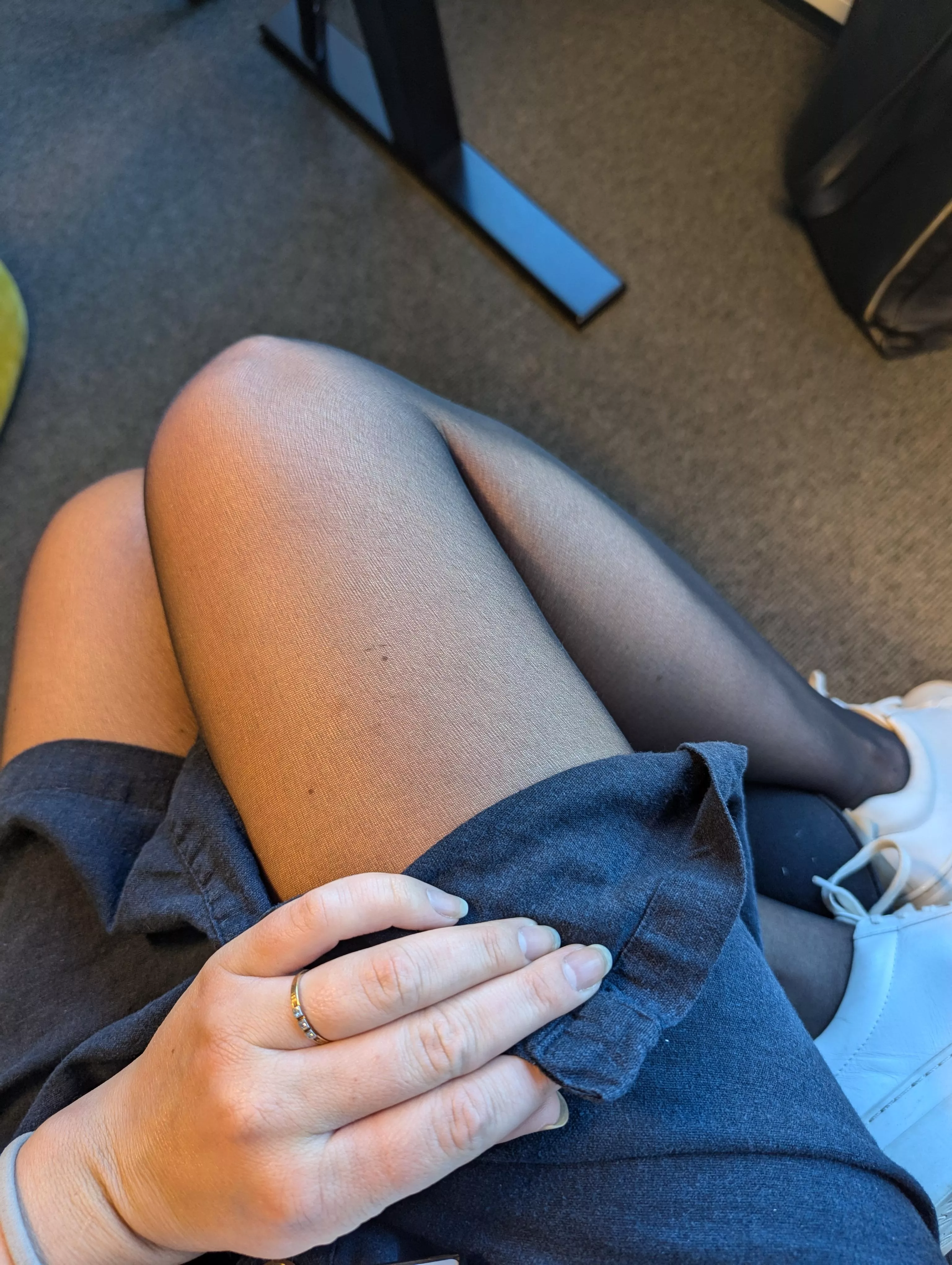 Peeking under my dress at the office