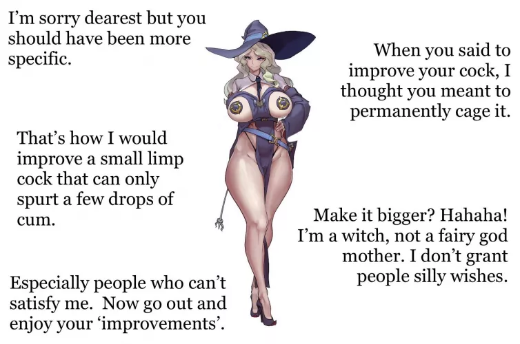 The witch thought this was the best way to improve your cock. [femdom], [SPH], [chastity]