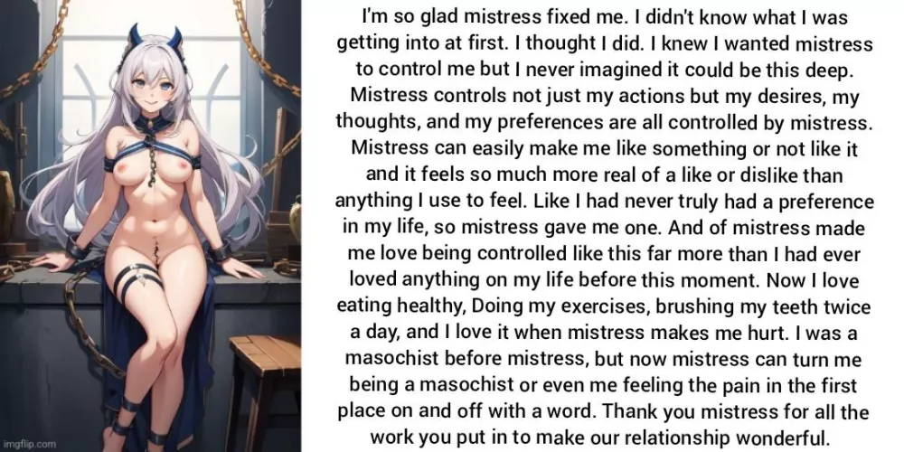 Thought control [hypnosis][femdom][femsub][total control][thought control][scarry control][ai-image] 