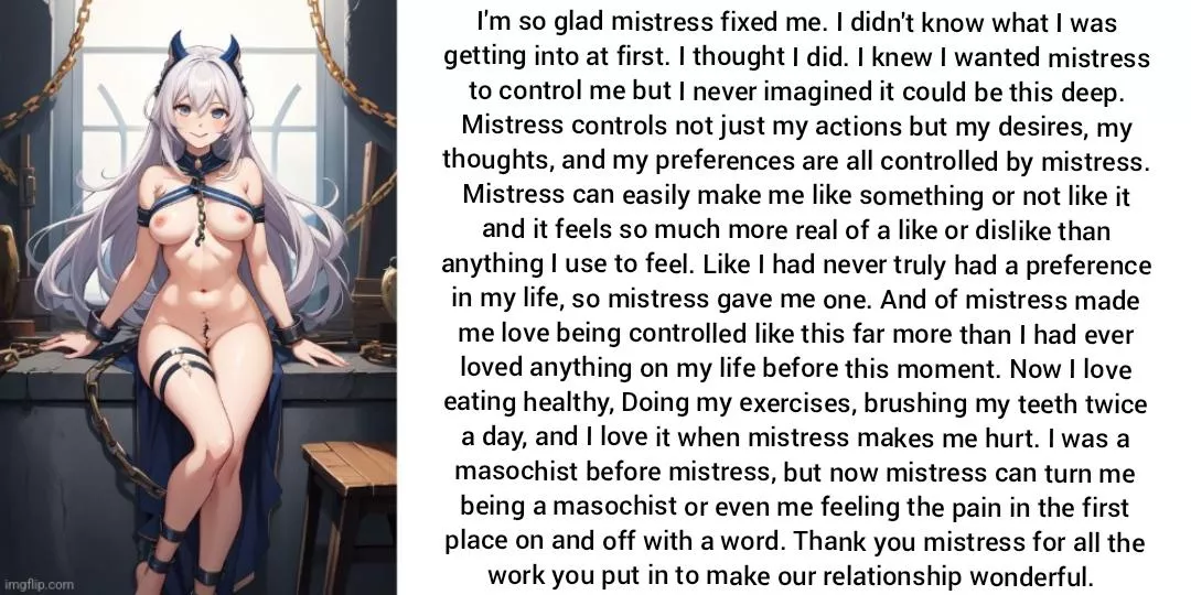 Thought control [hypnosis][femdom][femsub][total control][thought control][scarry control][ai-image] 