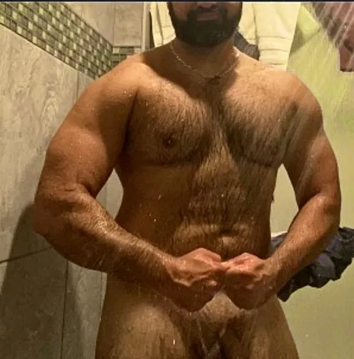 Locker room shower… room for one more