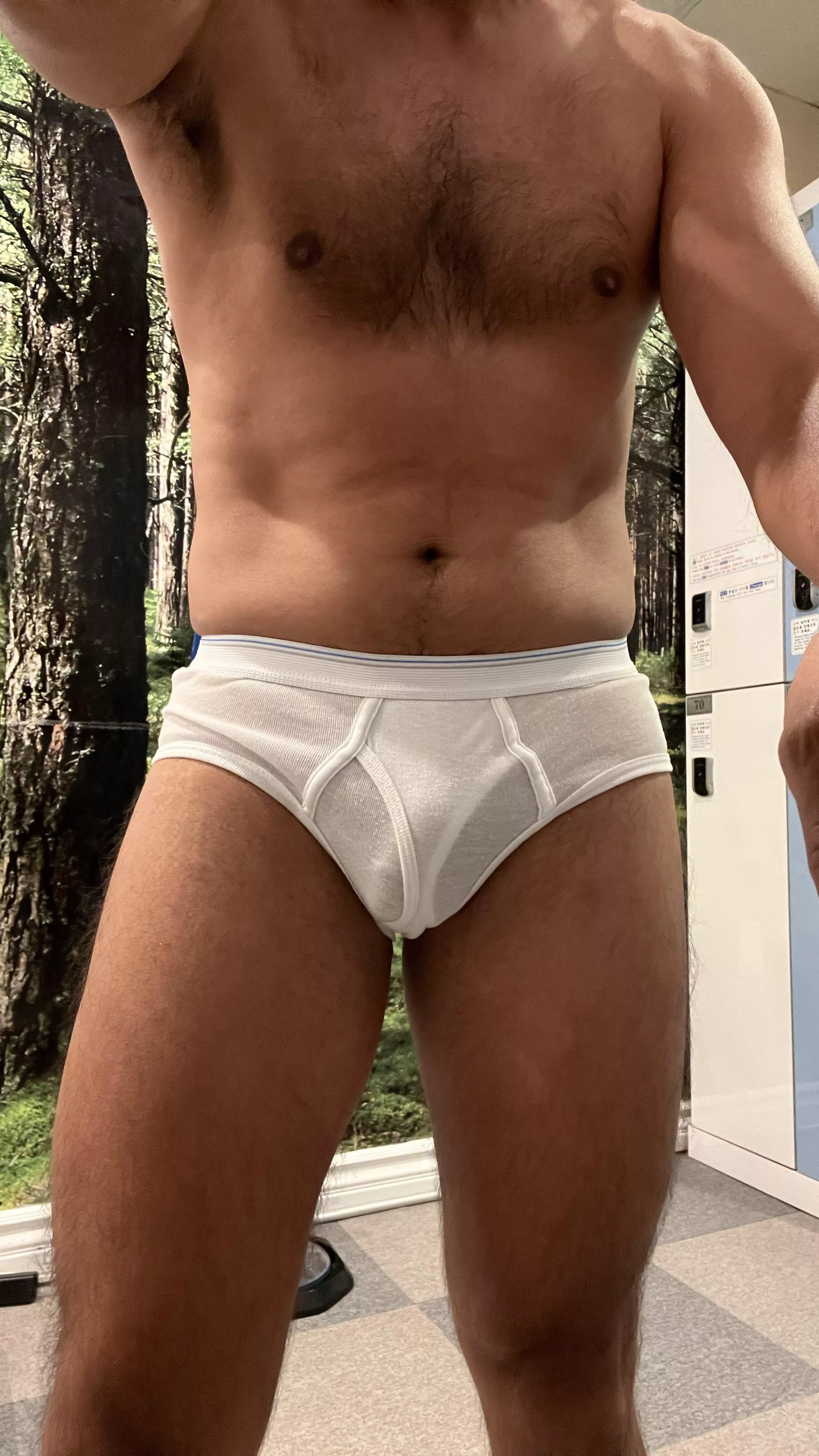 love showing off in my tighty whities in the spa locker room.  I walk around in them slowly and purposefully from one end of the room to another, occasionally bending to grab something from the floor or adjust my ankle bracelet to to ensure everyone has 