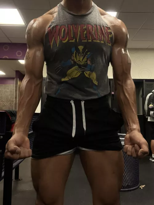 Perfect amount of sweat and glisten 