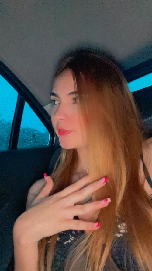 The color of my nails matches my hair.