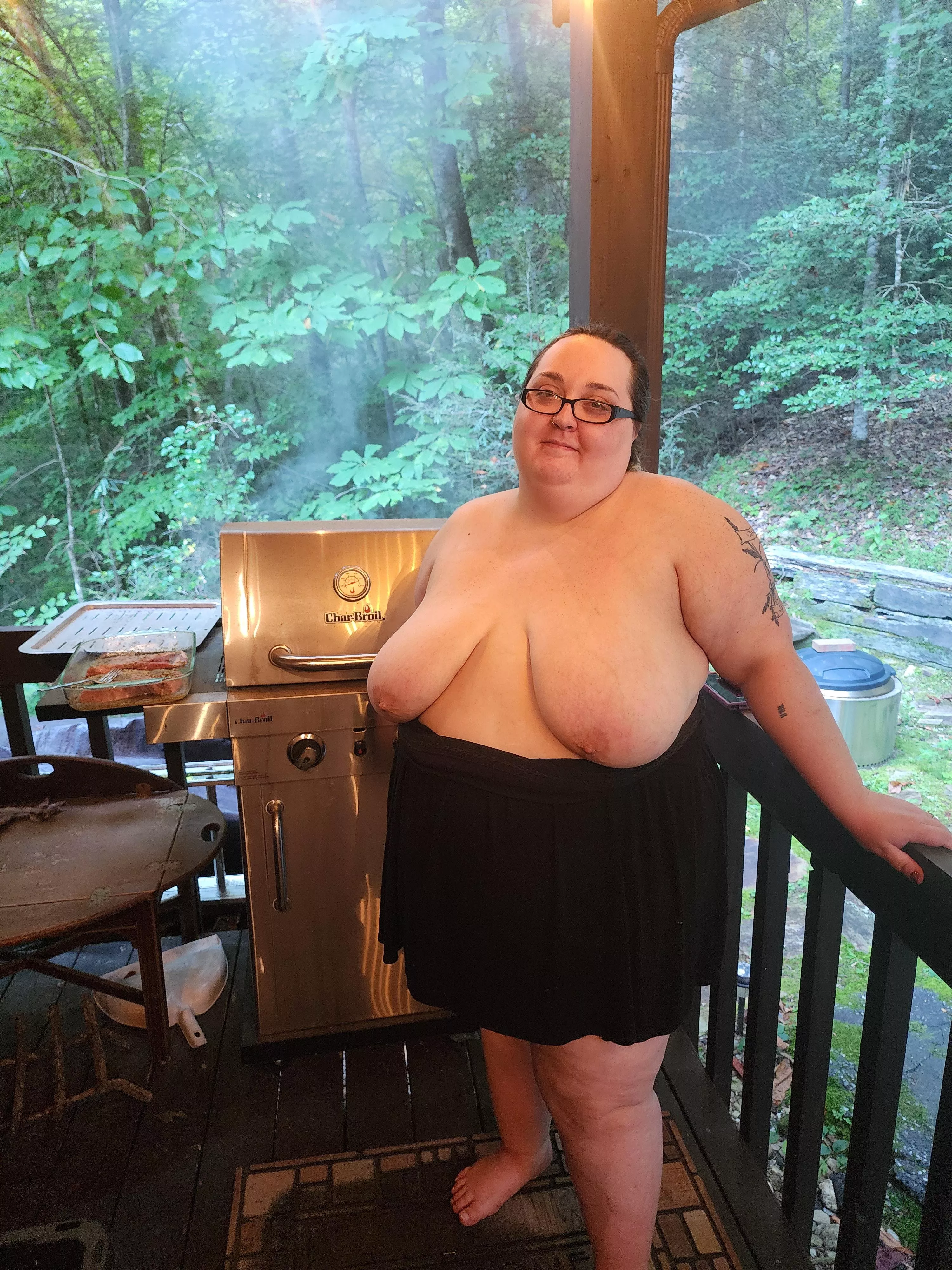 Grilling with my tits out