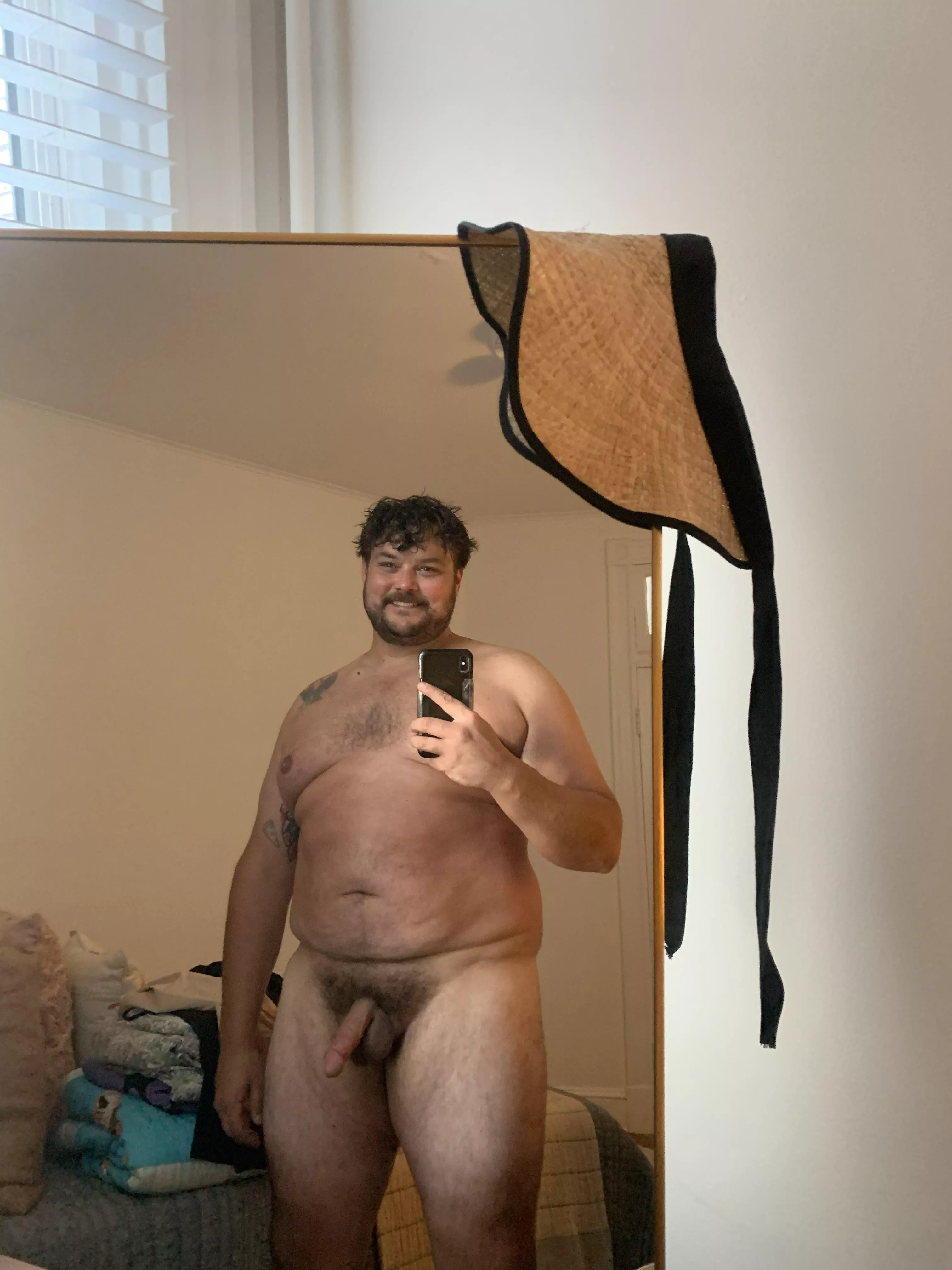 Just out of the shower. Hand me a towel?