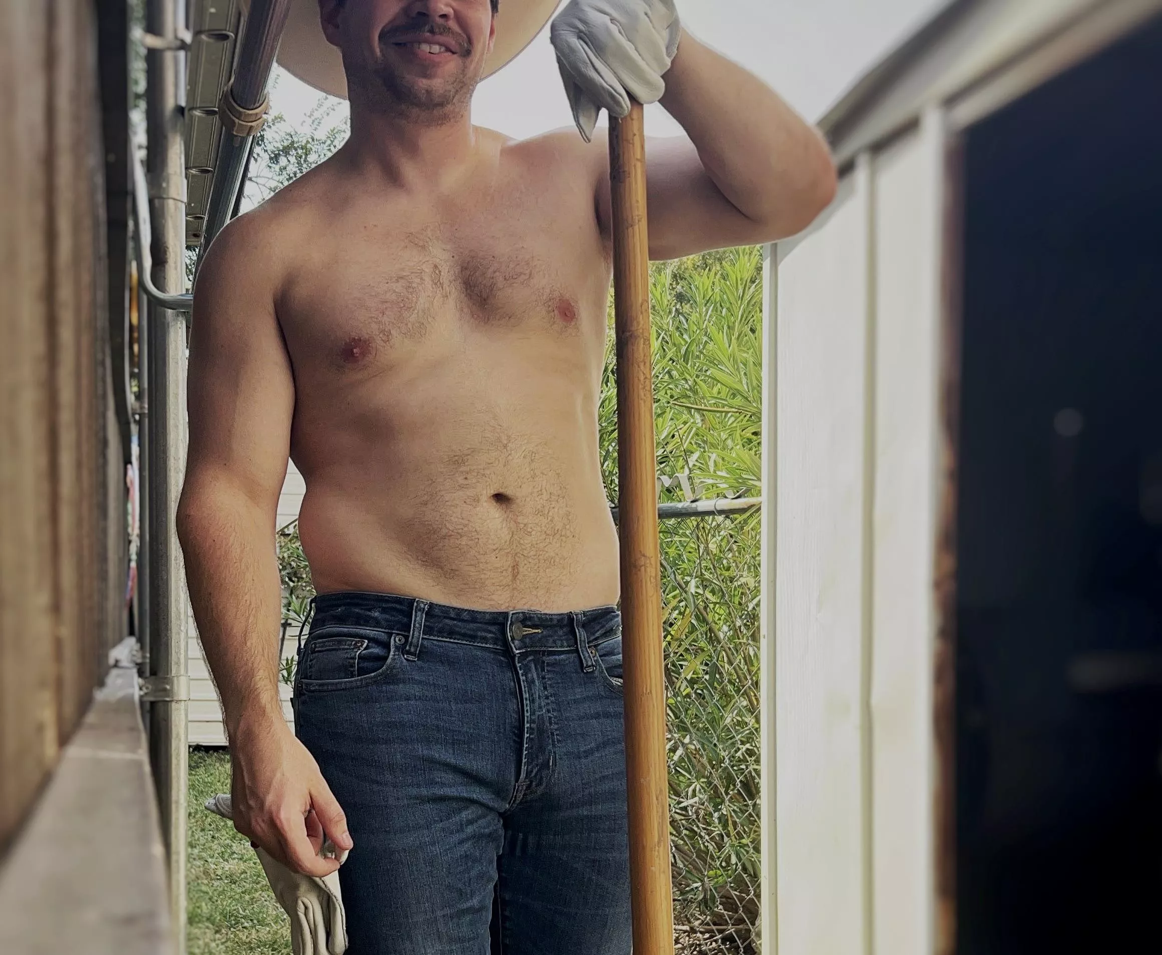 Just the dad next door doing some yard work 