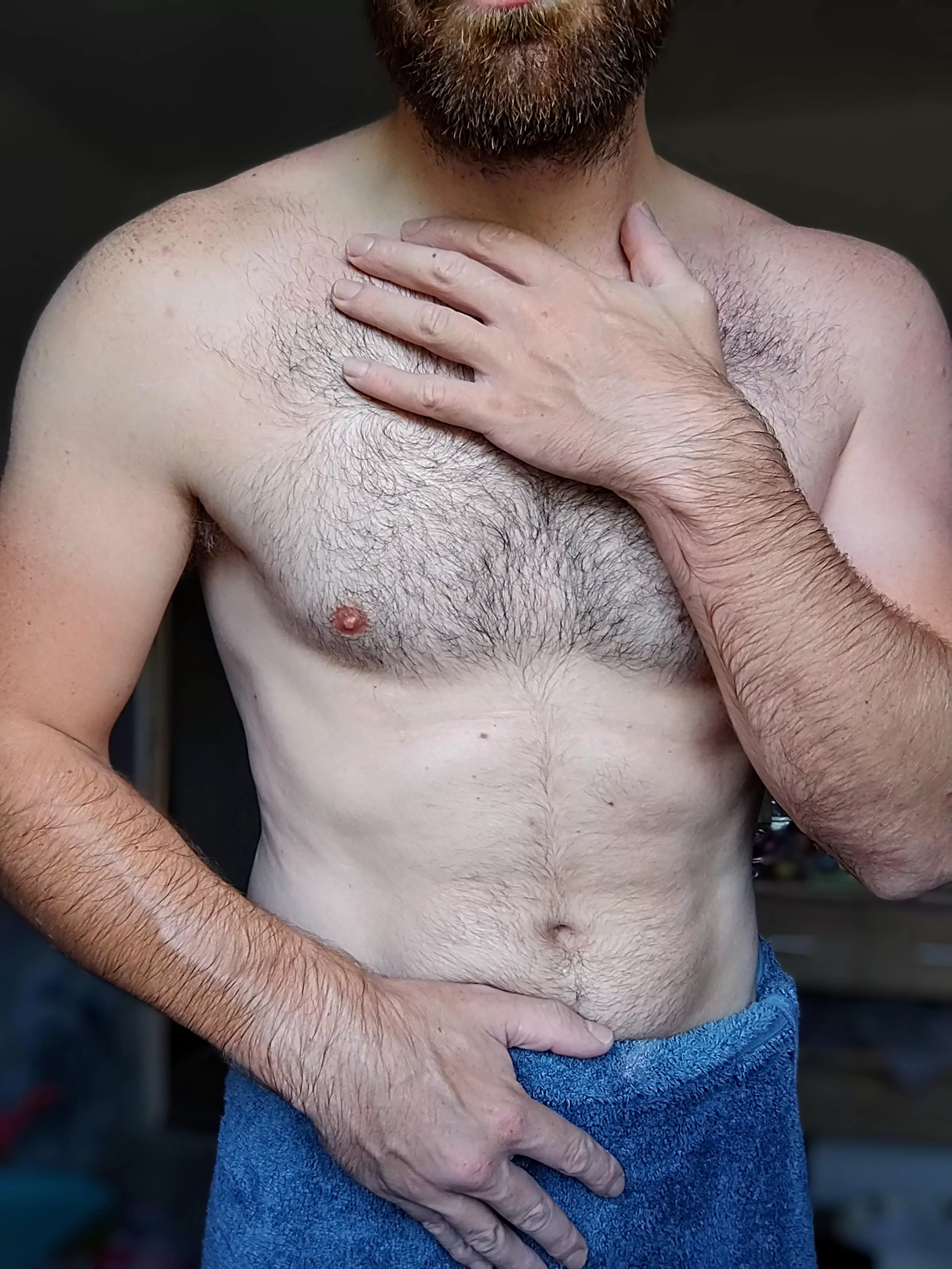 Just out of the shower 