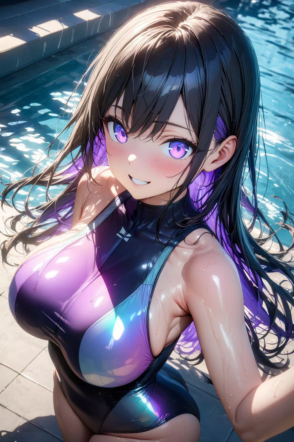 Purple Holographic Swimsuit 