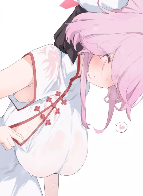 Tomoe teasing her boobs