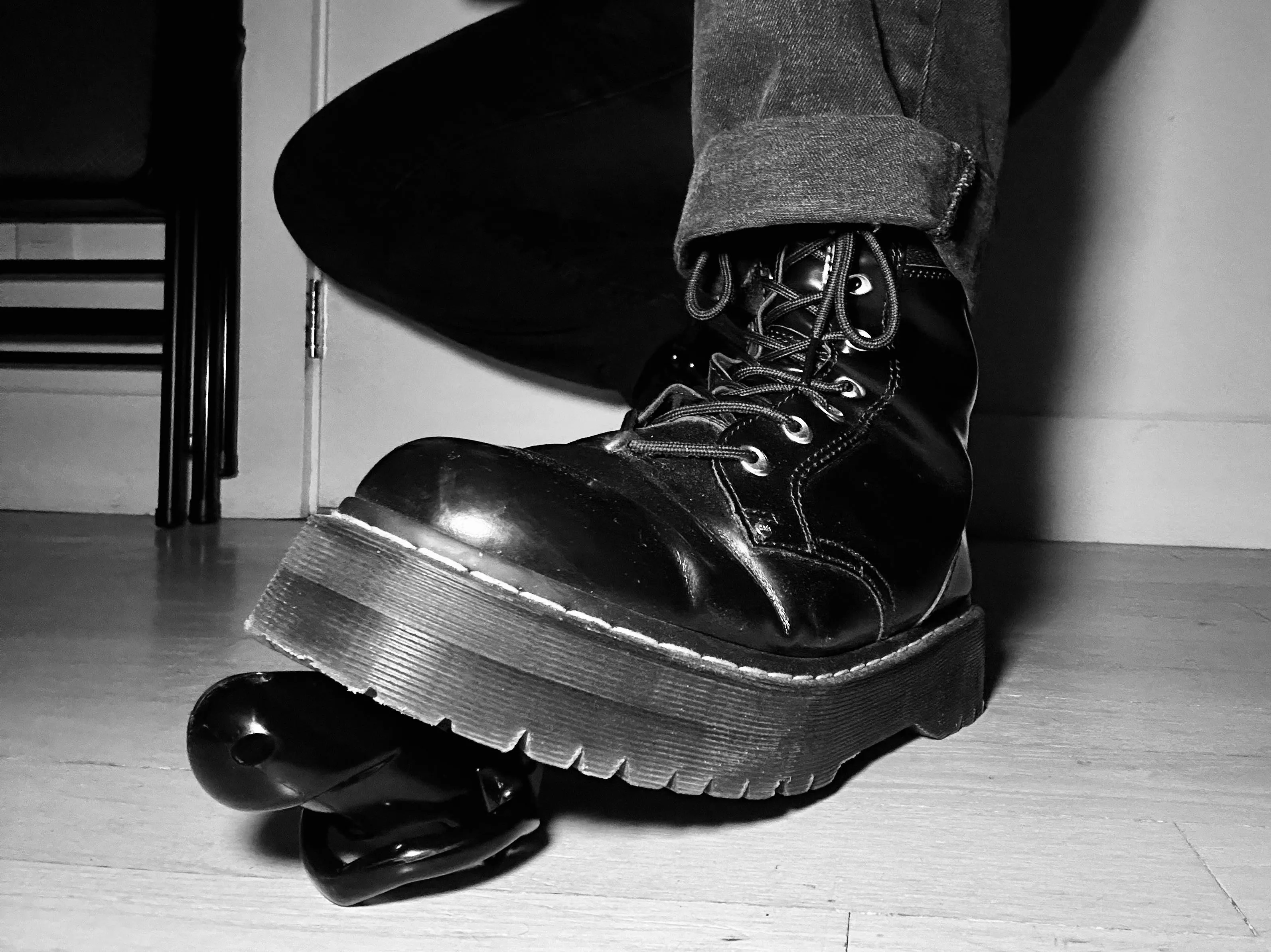 Don’t you wish that was your cage that Mistress’s platform boots were stepping on? 😈