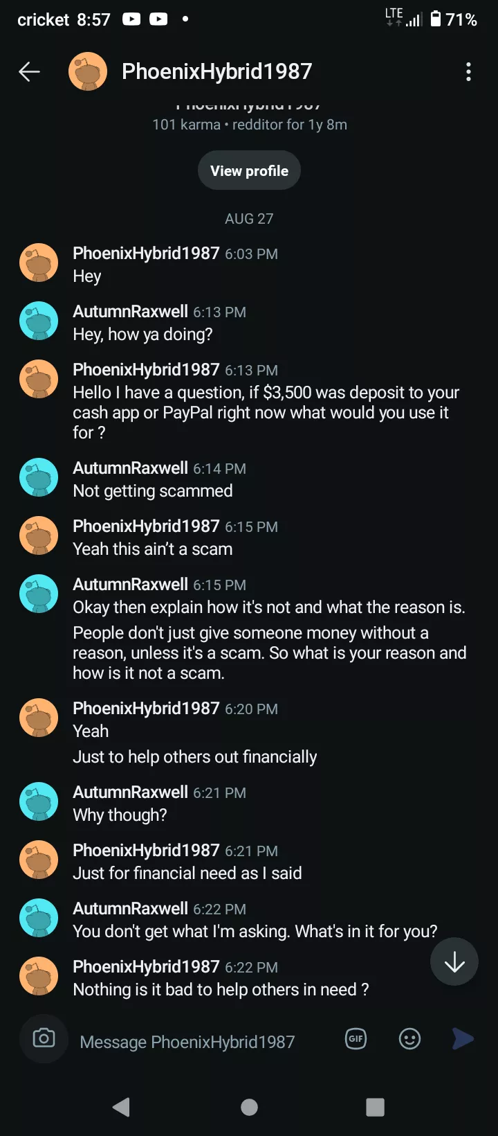 Scammer going after us.