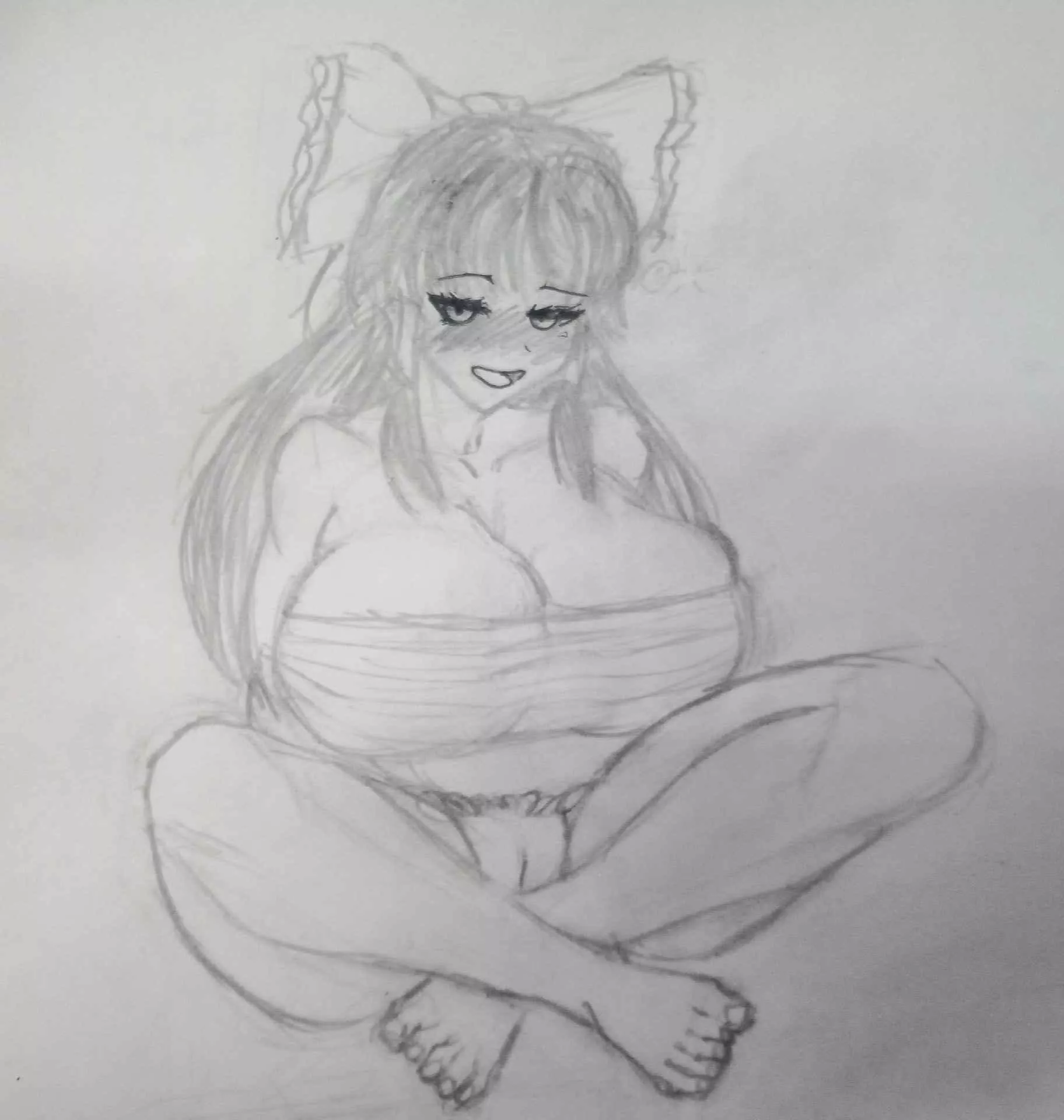 Lewd Reimu, maybe drunk(drawn by me https://vxtwitter.com/Kitsunaifuu/status/1827050664981082519)