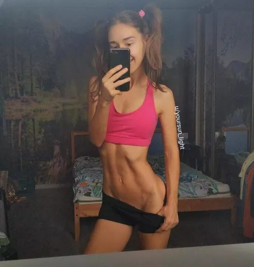 Nice pigtails and hot abs 