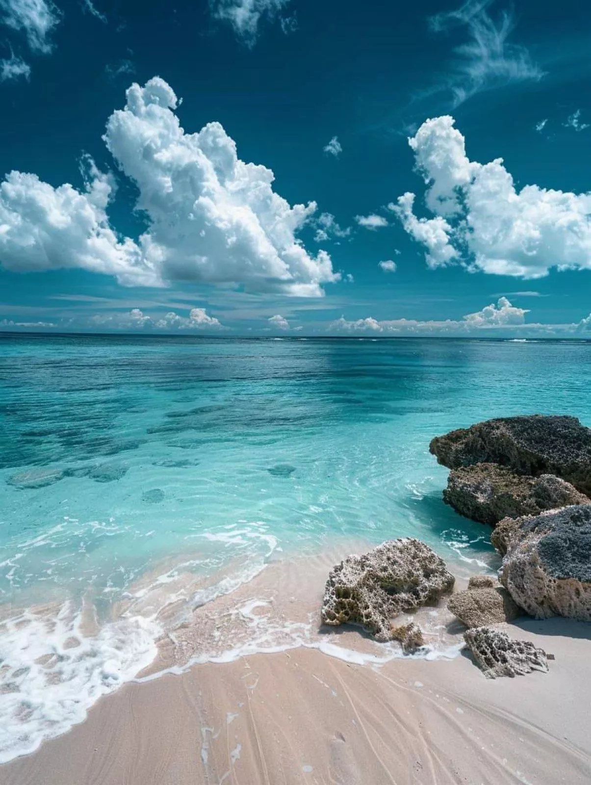 Where crystal waters kiss the rocks, 🌊