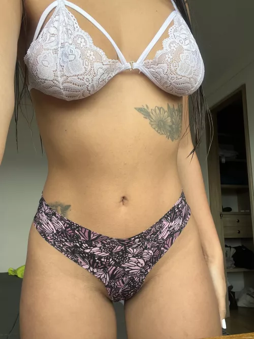 Enjoying my new white bra 