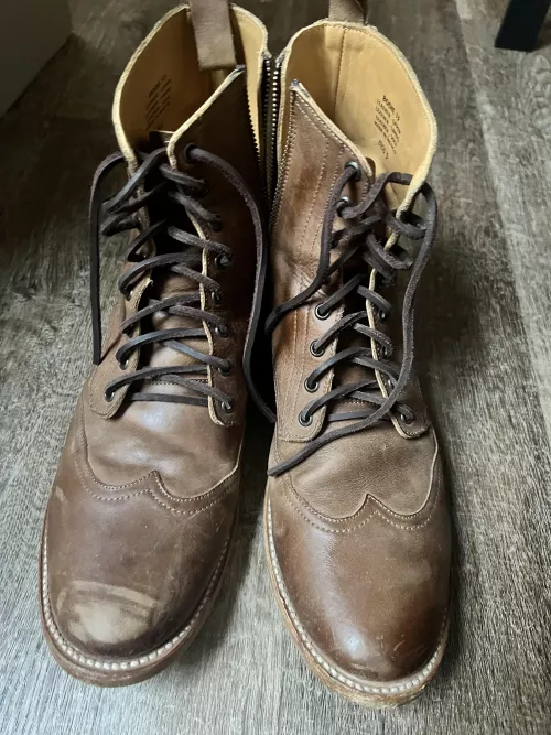 Hi there. My husband got these free bird boots to wear at our wedding. We wants to continue wearing them but scuffed them on the big day. How can I fix these? 