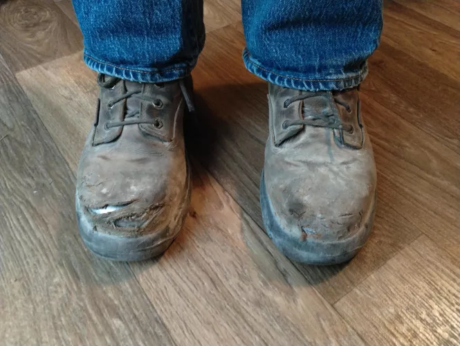 My daily drivers after two years, they've saved my toes more times than I can count lol. These Georgia Boots have been the most comfortable boots I have ever worn to work.