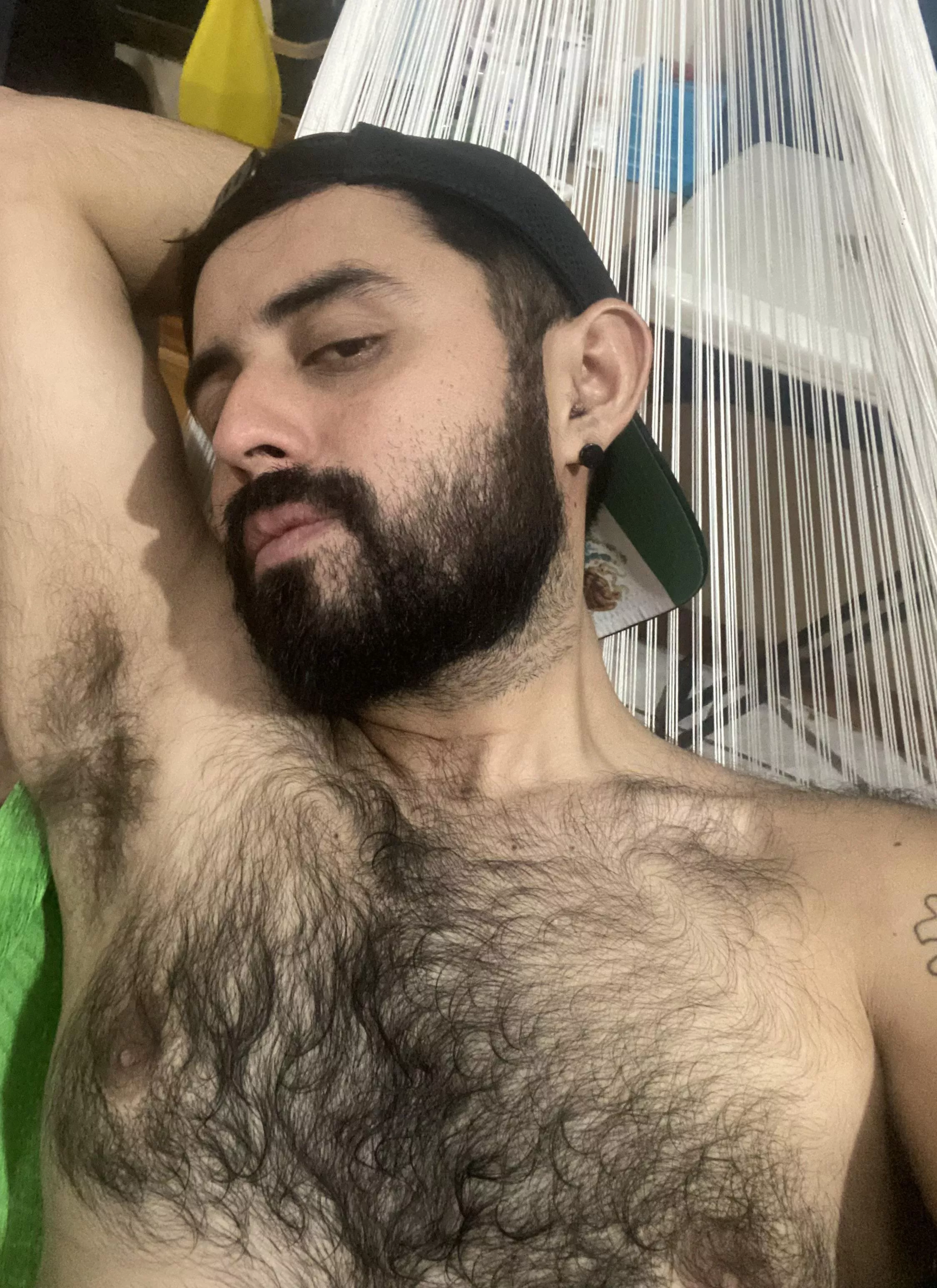 Axila y pecho peludo