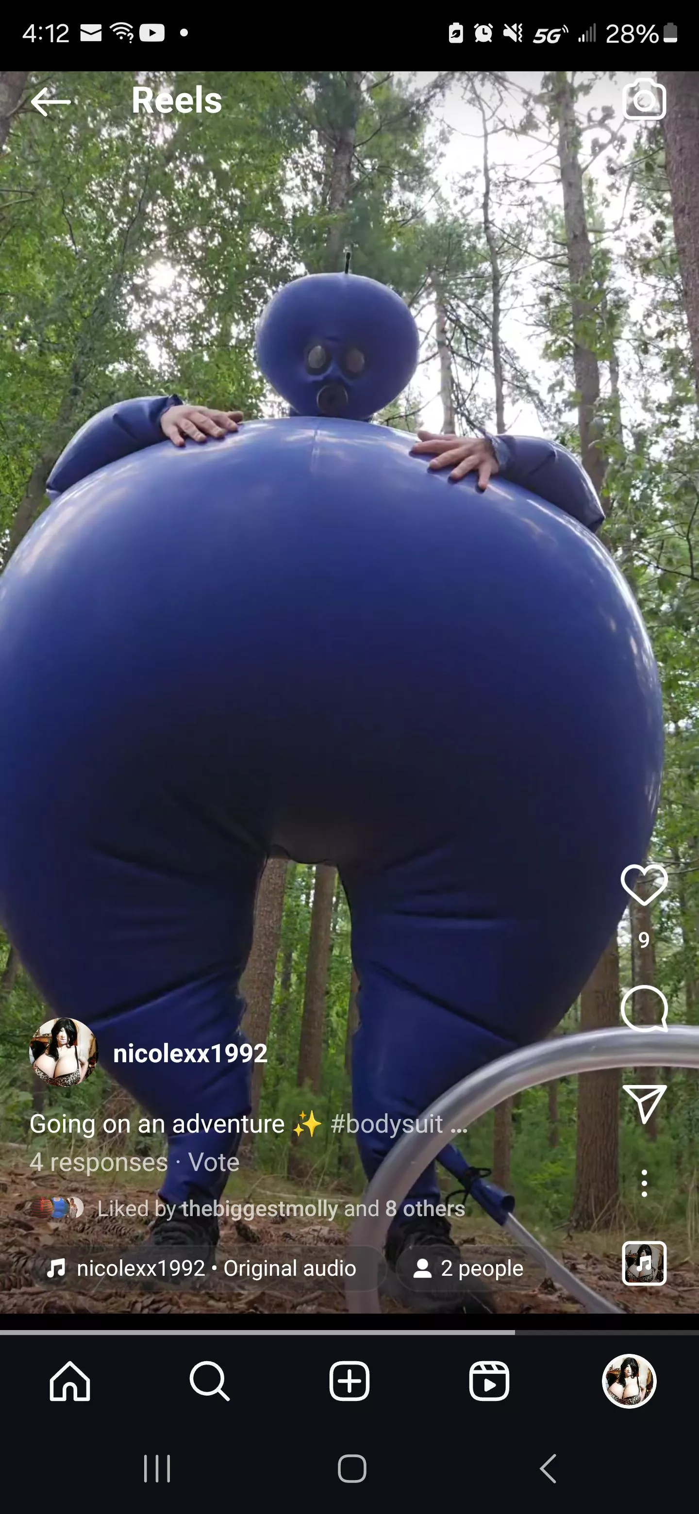 Big latex suit body inflation outside 