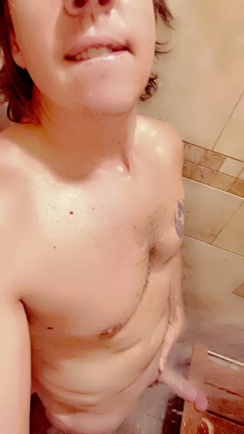 Love the hot water running over my cock