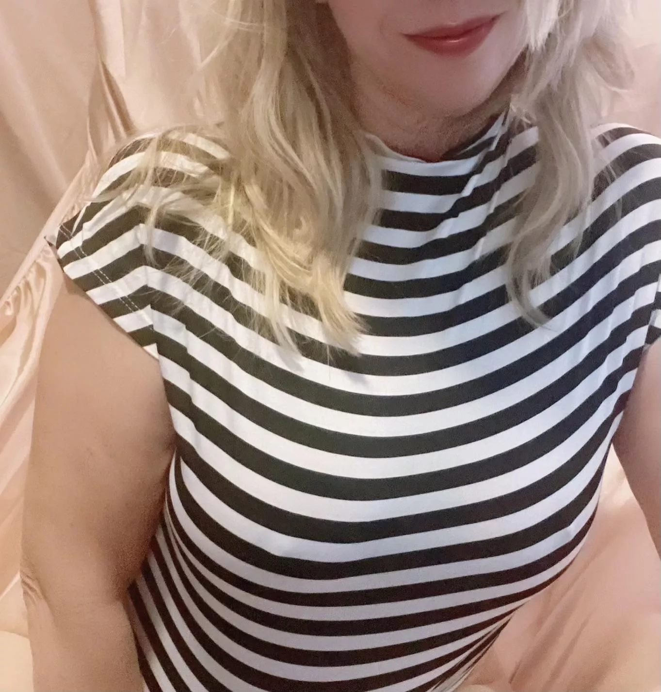 Poking through horizontal stripes 