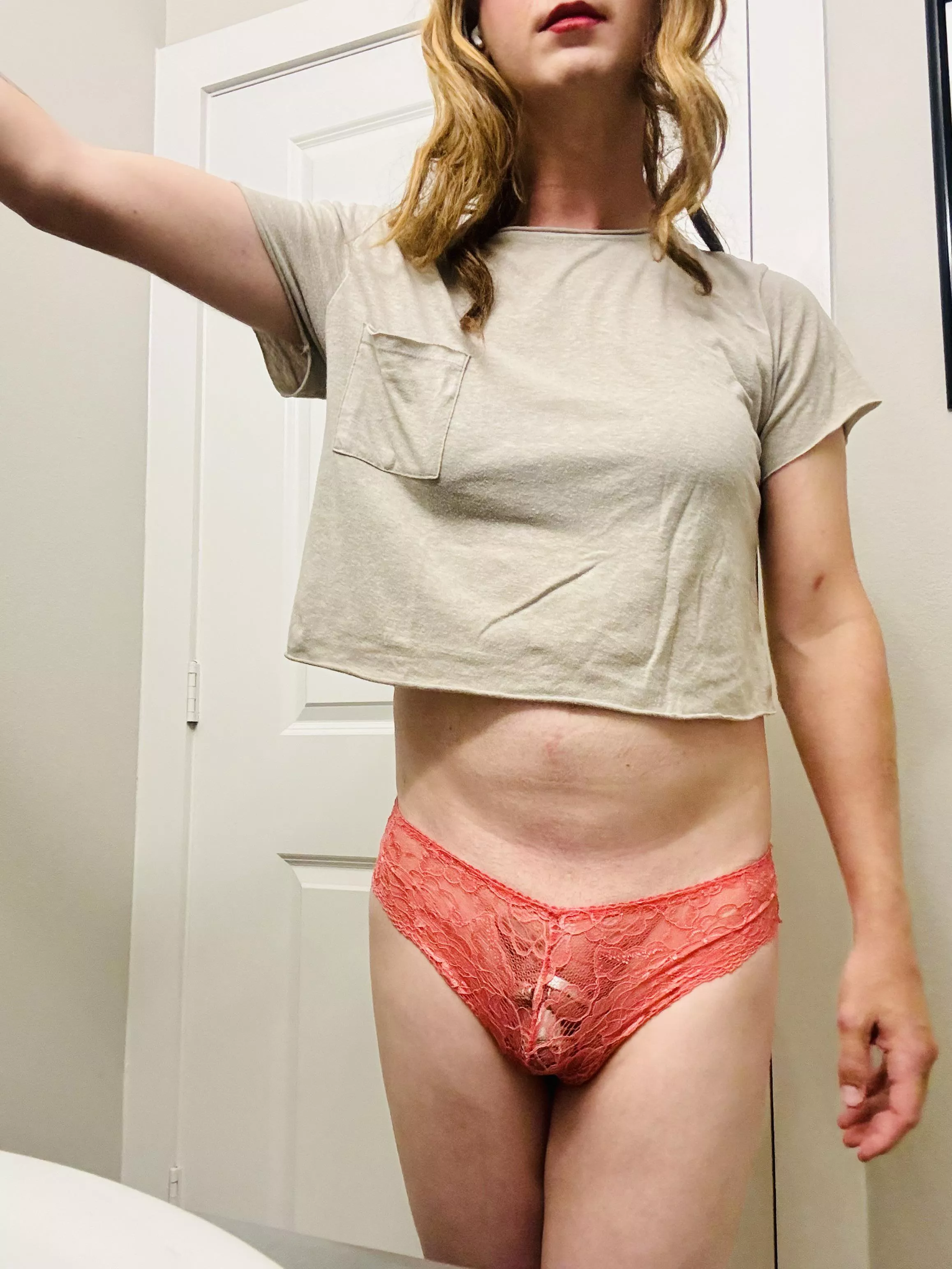 Started chastity again, immediately followed up by shaving my body, doing my makeup, and dressing up.