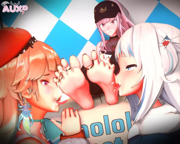 Gawr Gura, Takanashi Kiara, and Mori Calliope (Hololive) [Artist: AUXP]