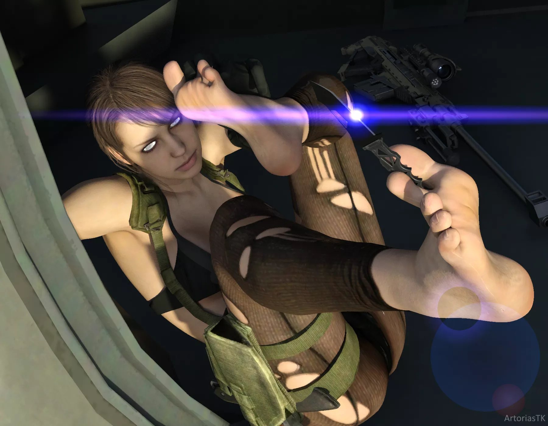 Quiet stretching in the chopper (ArtoriasTK) [Metal Gear]