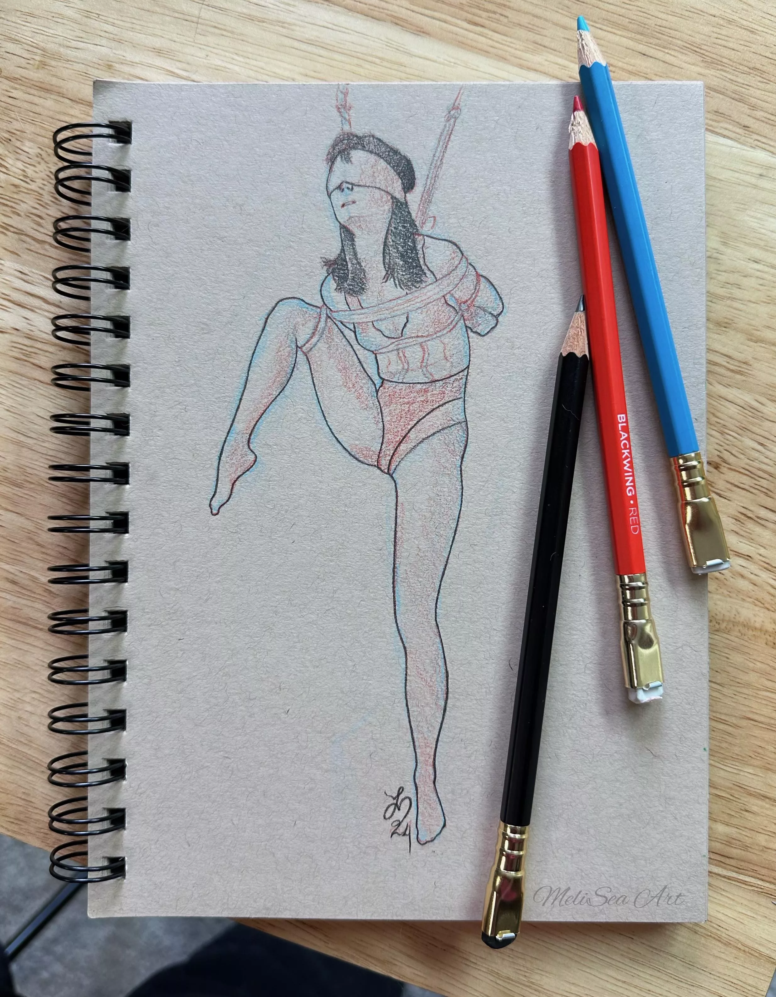 Tippy Toes, a shibari sketch by me