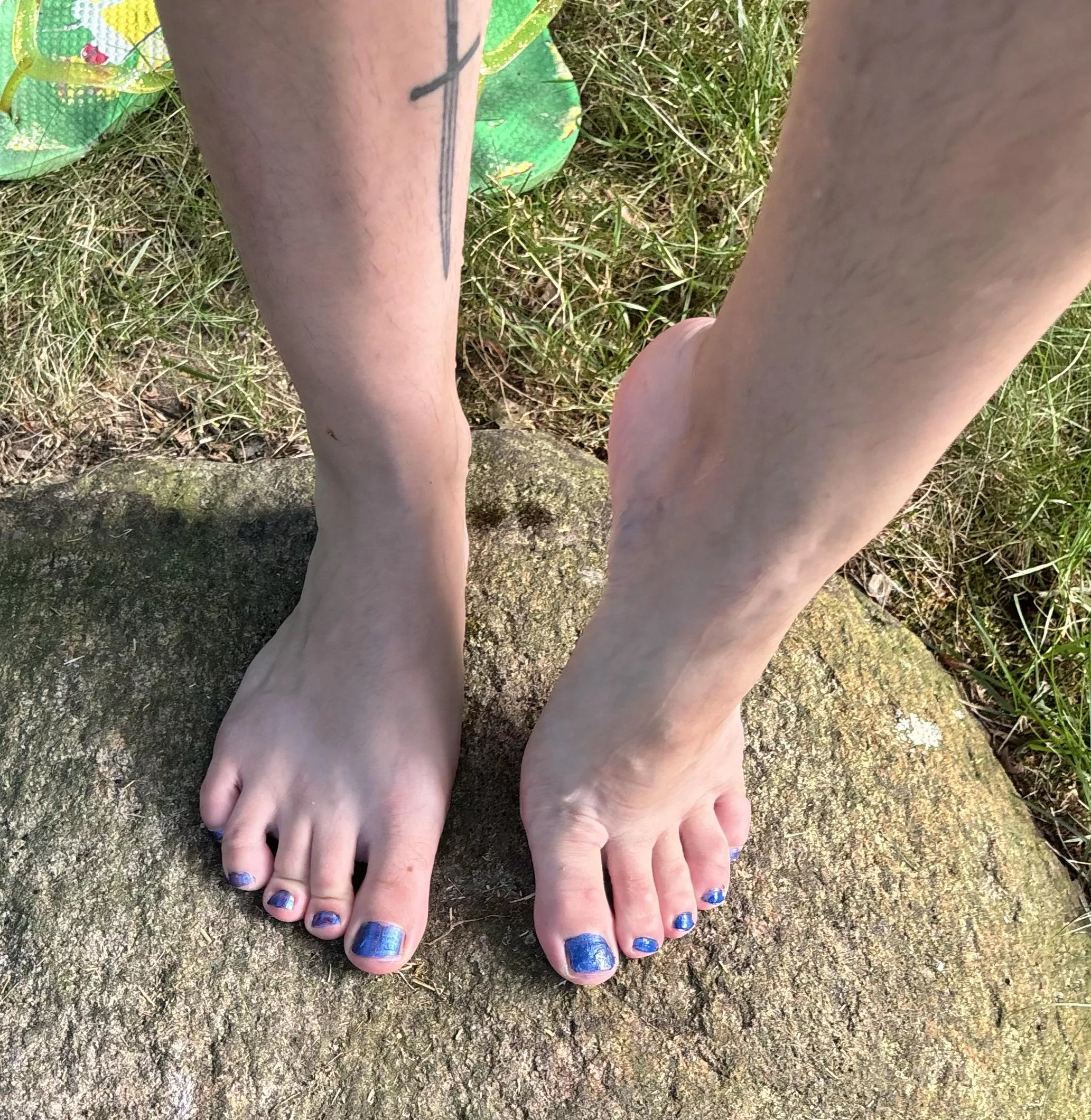Blue toes on a walk